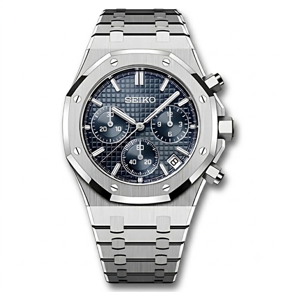 OakMod Chronographe Acier Cadran Bleu