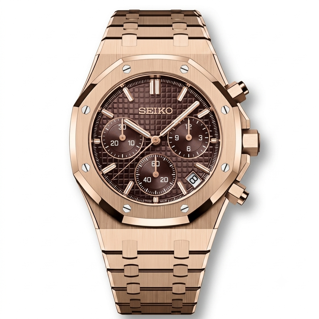 OakMod Chronographe Or Rose Cadran Marron