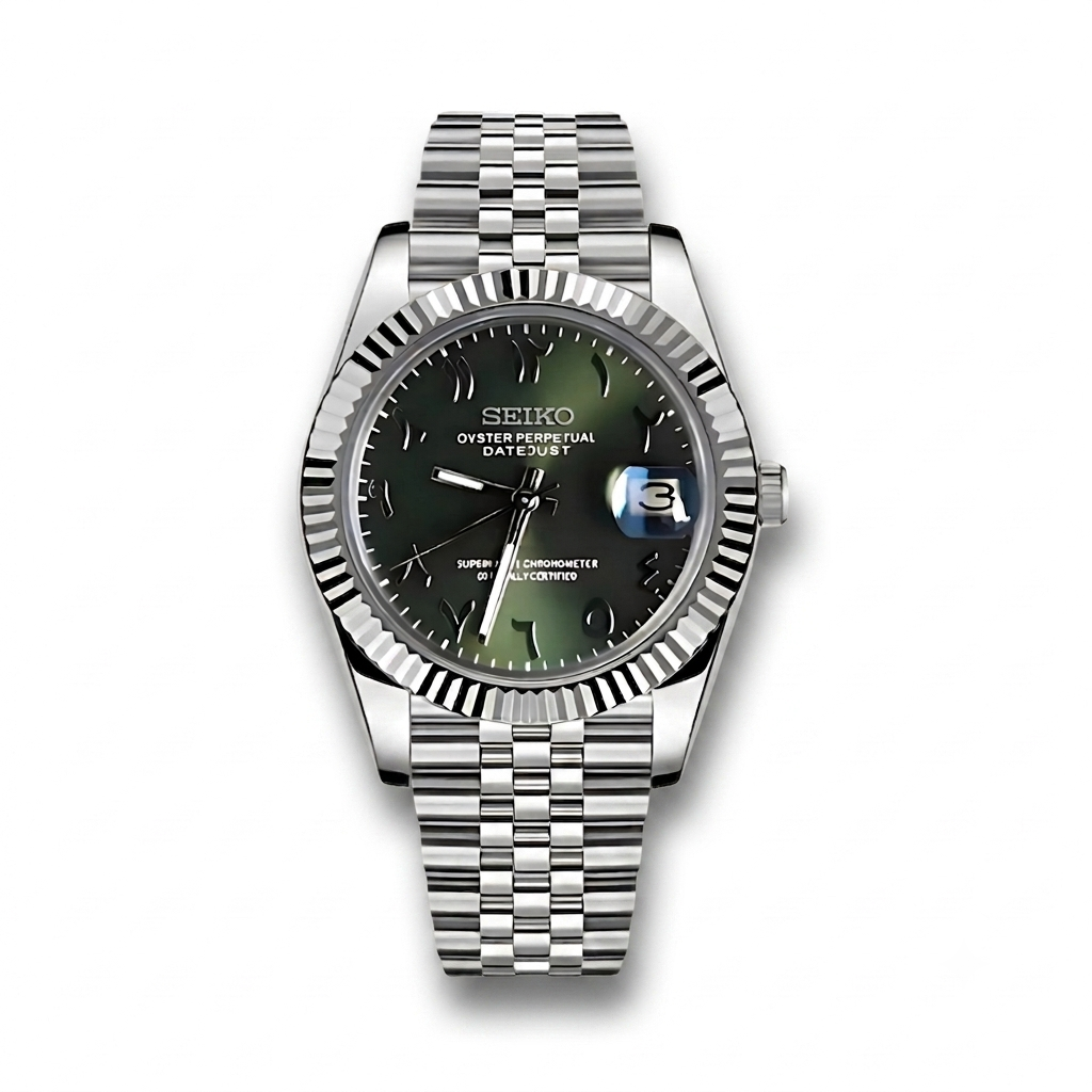 DatejustMod - Acier Cadran Olive ArabicDial