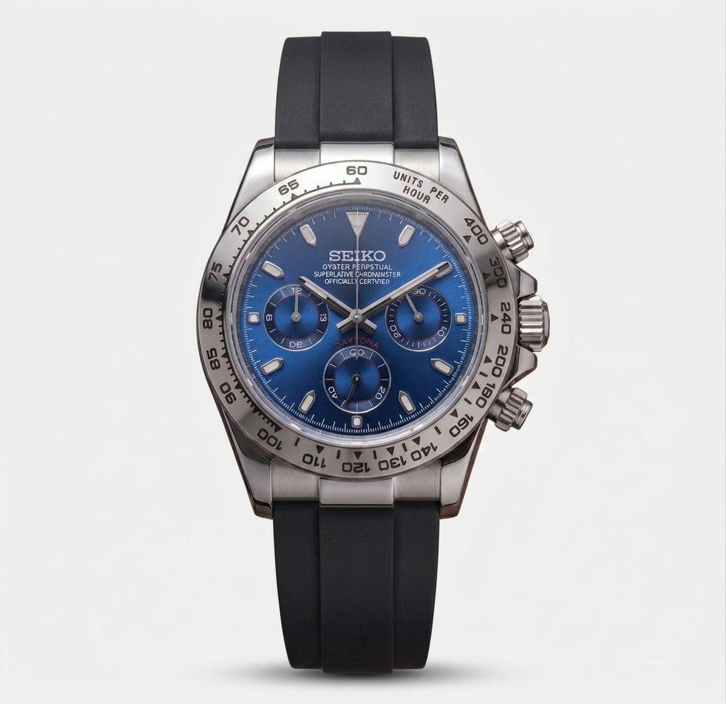 Seikona Acier Cadran Bleu Marine Bracelet Silicone