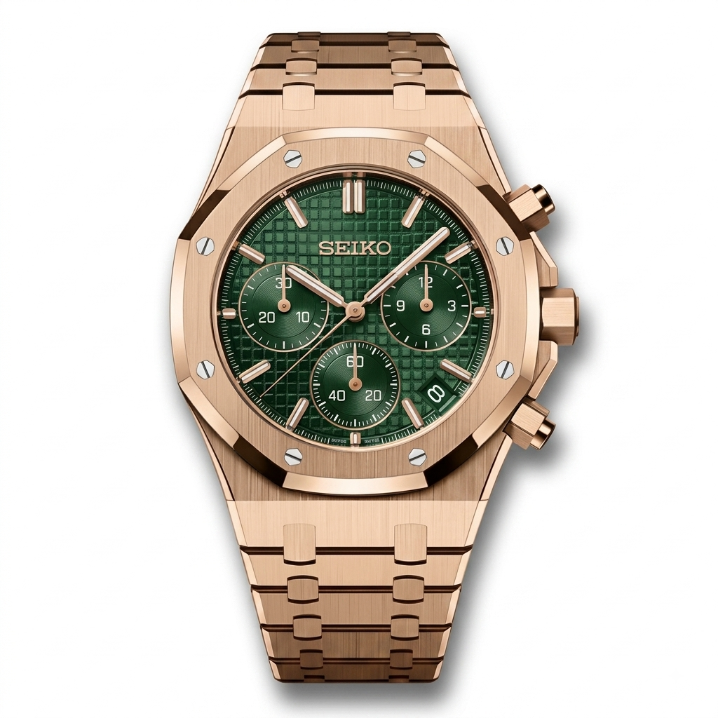 OakMod Chronographe Or Rose Cadran Vert