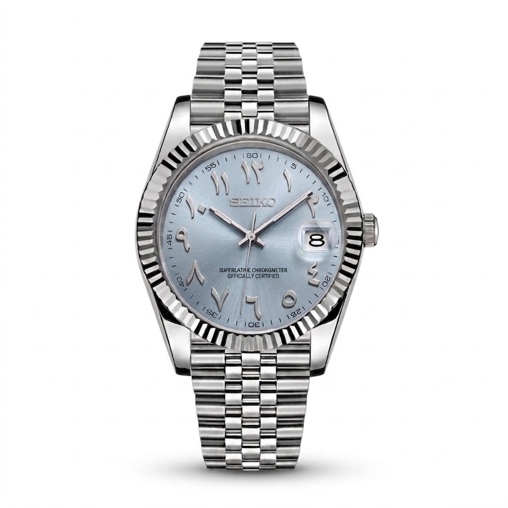 Seikojust Acier Cadran Bleu Ciel Arabic Dial