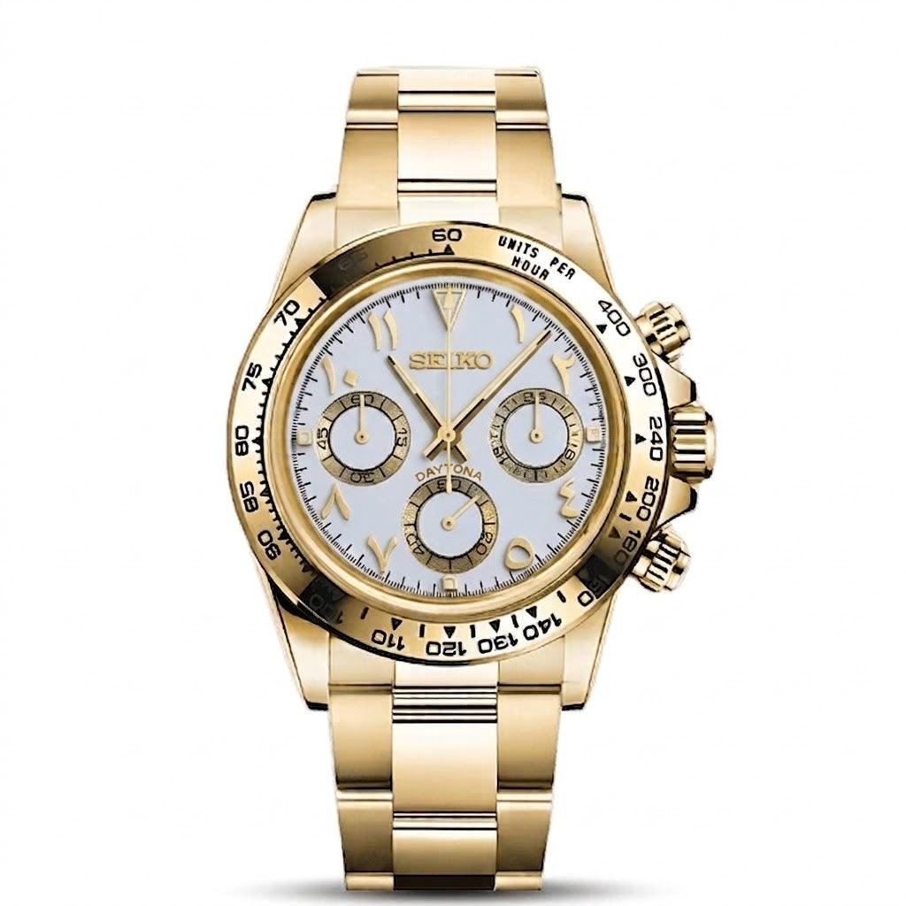 Seikona Or Jaune Cadran Blanc Arabic Dial