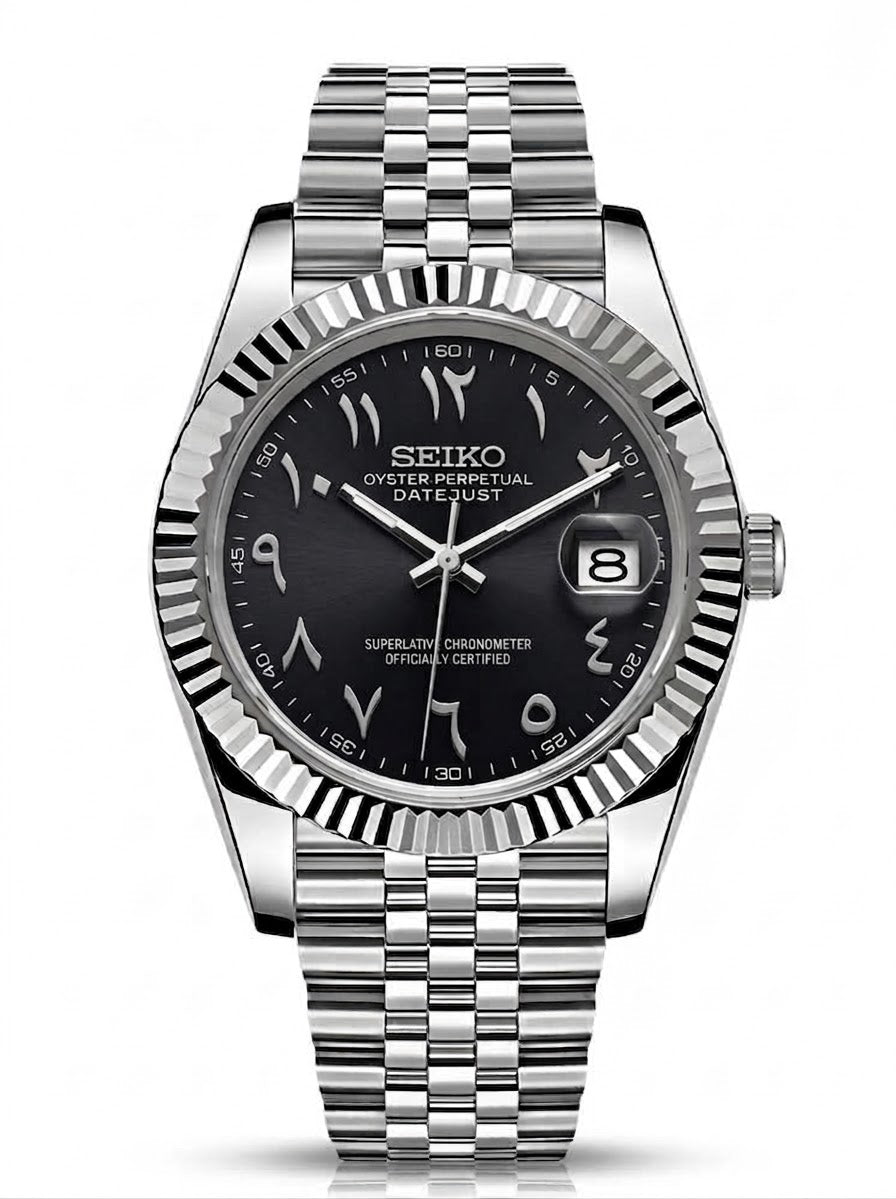 Seikojust Acier Cadran Noir Arabic Dial