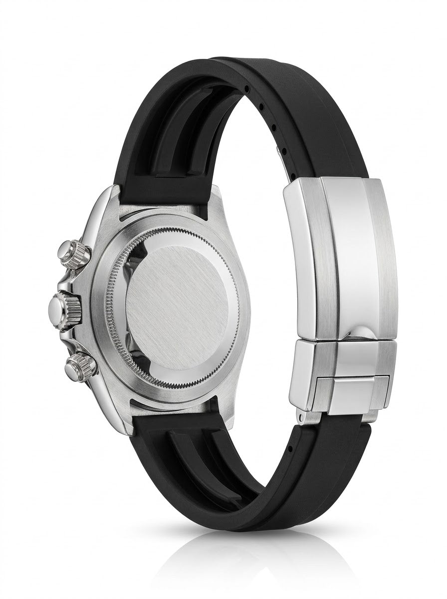 Seikona Acier Cadran Blanc Bracelet Silicone "Panda"