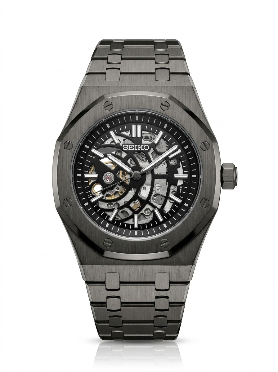 Seikoak Acier Noir Squelette