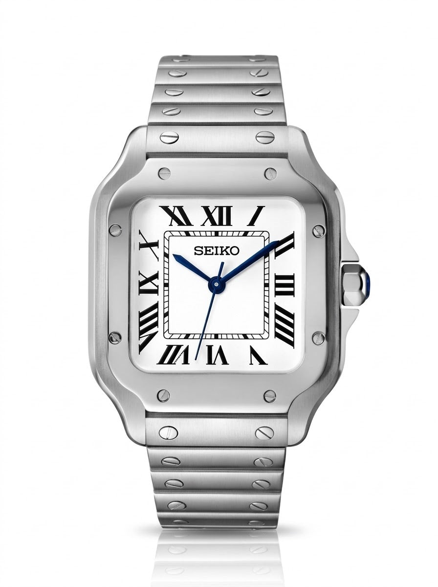 Seikantos Acier Cadran Blanc Chiffres Romains Classique