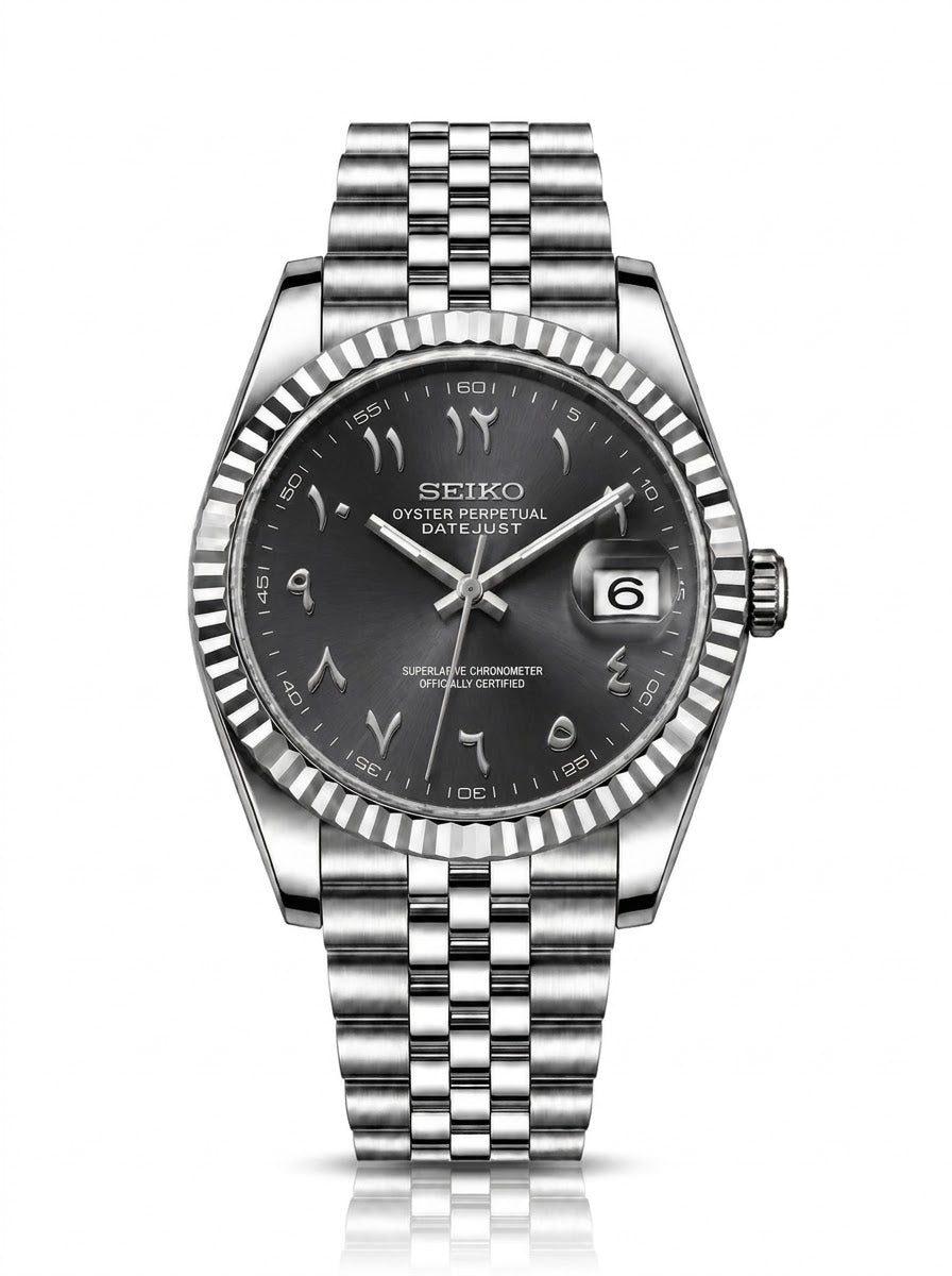 Seikojust Acier Cadran Silver Arabic Dial