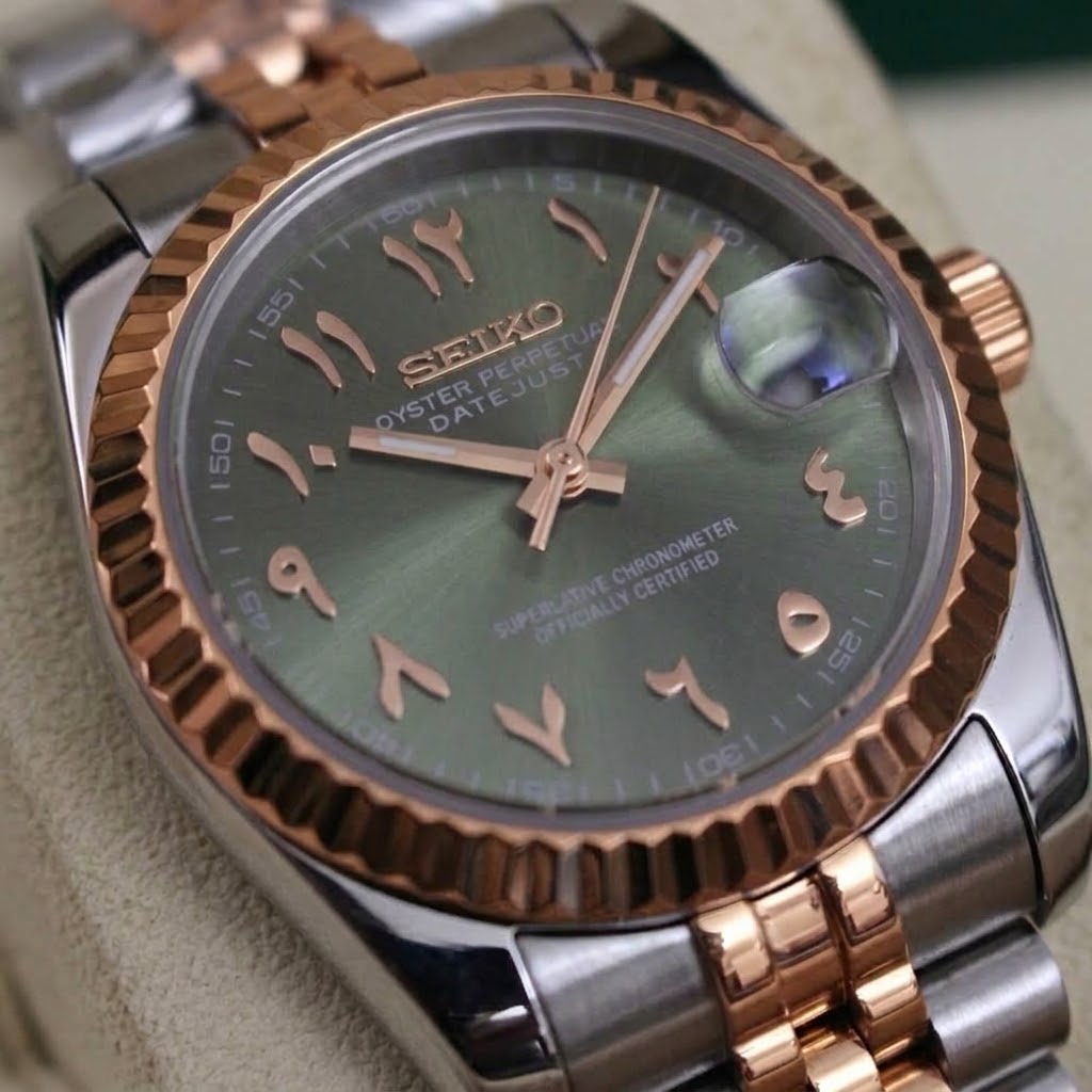 Seikojust Acier & Or Rose Cadran Olive Arabic Dial