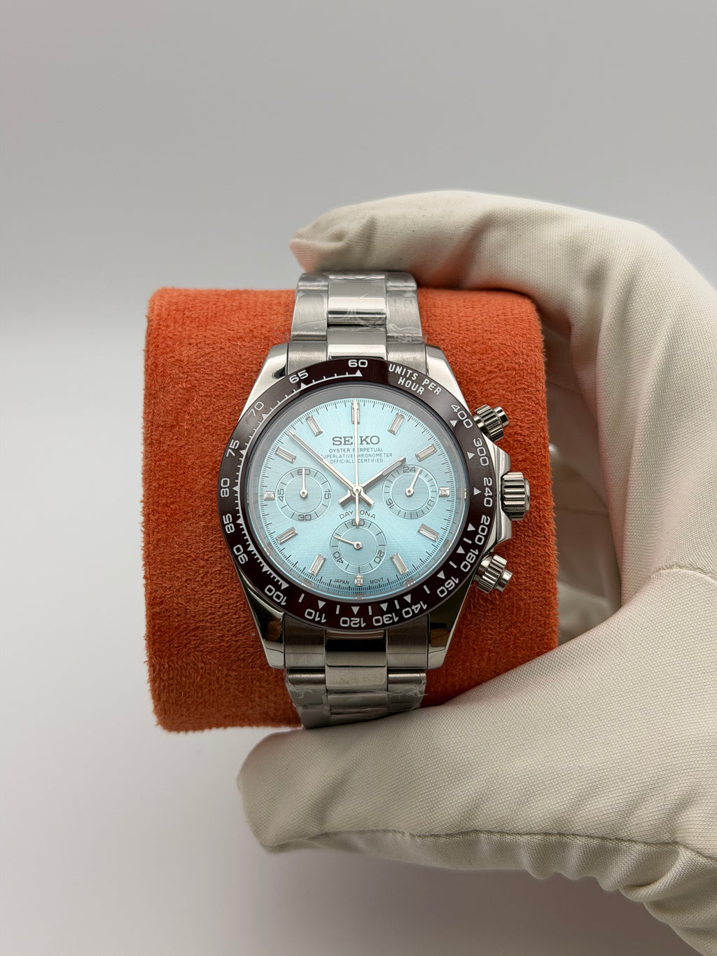 Seikona Acier Cadran Ice Blue Sertie De Pierre