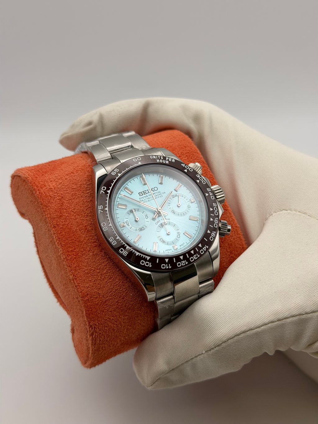 Seikona Acier Cadran Ice Blue Sertie De Pierre