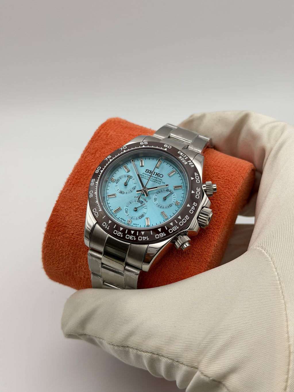 Seikona Acier Cadran Ice Blue Sertie De Pierre