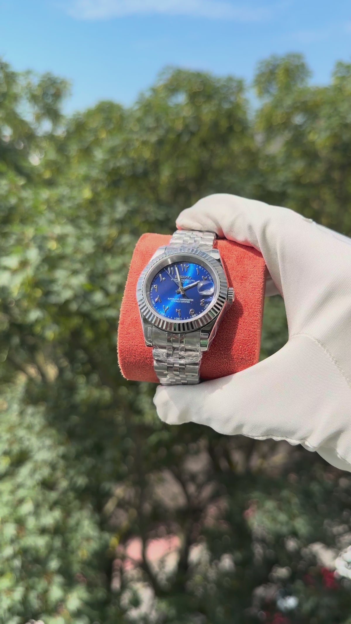 Seikojust Acier Cadran Bleu Arabic Dial