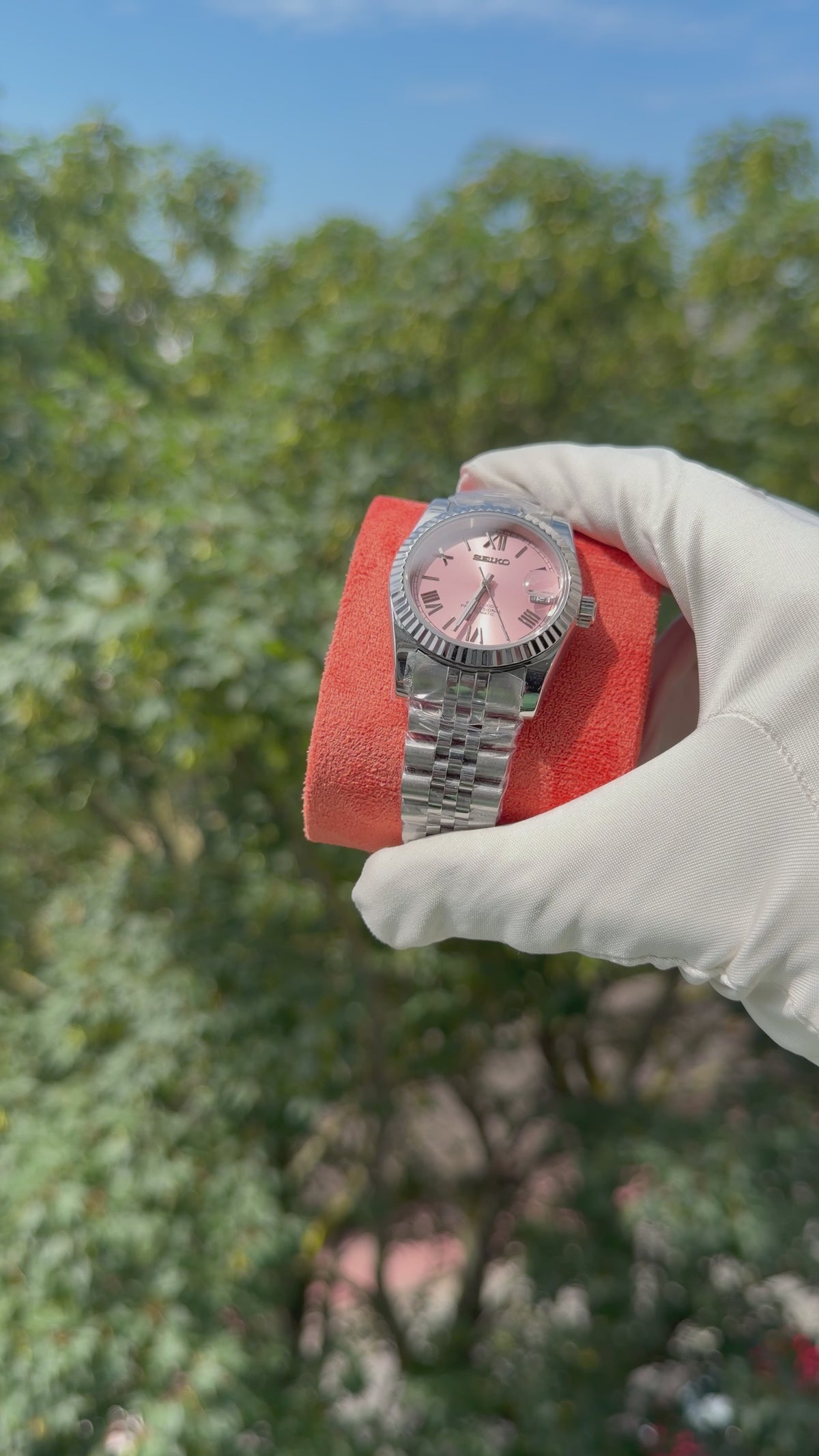 Seikojust Acier Cadran Rose Chiffres Romains